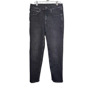 Massimo Dutti Womens Sz 6 Black Mid Rise Straight Leg Jeans Cotton Blend